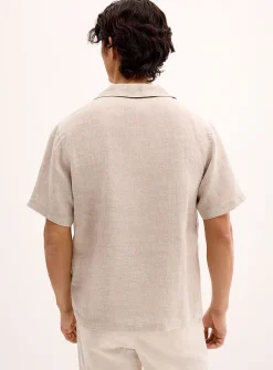 100% European linen Johnny collar shirt