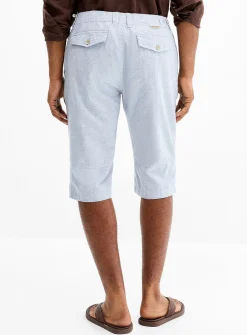Adjustable-waist cotton and linen Bermudas