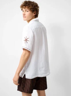 Alves embroidered linen camp shirt