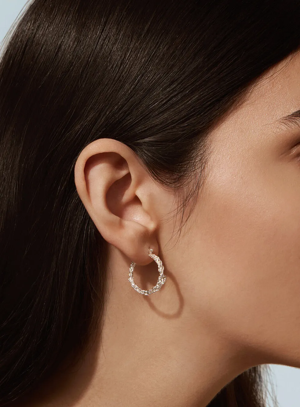 Amalgam sterling silver hoops