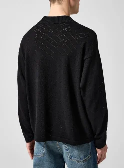 Anisette pointelle knit polo shirt