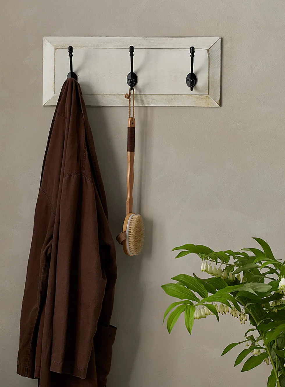 Antique 3-hook wall coat rack