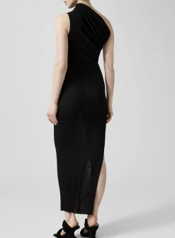 Athena rib-knit draped dress