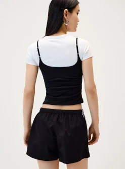 Athletic stripes poplin short