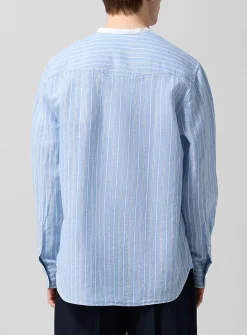 Auguste officer collar striped slip-on shirt