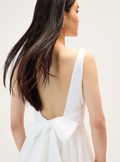 Back bow poplin maxi dress