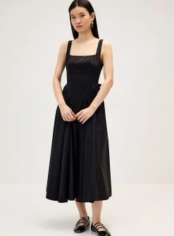Back bow poplin maxi dress