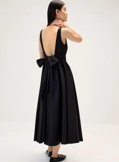Back bow poplin maxi dress