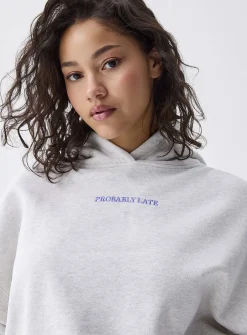 Back-print loose hooded sweatshirt