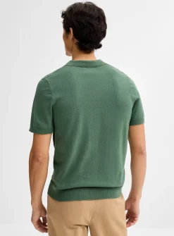 Basket-weave-knit textured polo