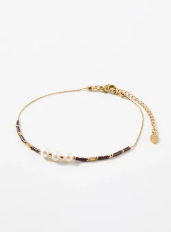 Bead and pearl ankle chain