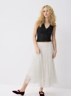 Beaded draped halter cami