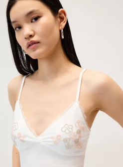 Beaded floral fitted cami