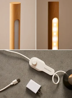 Beech wood modern standing lamp