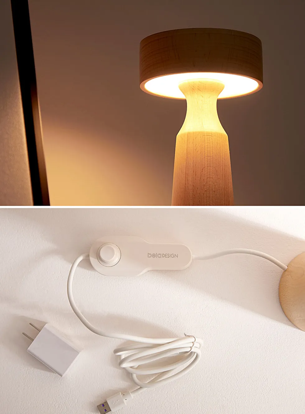 Beech wood modern table lamp