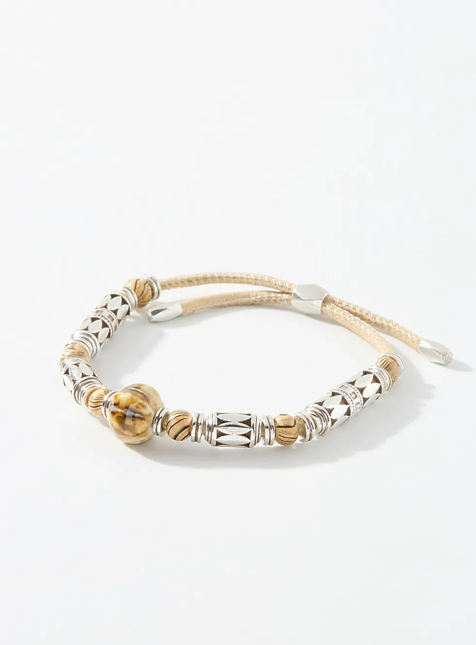 Beige geometric-bead bracelet