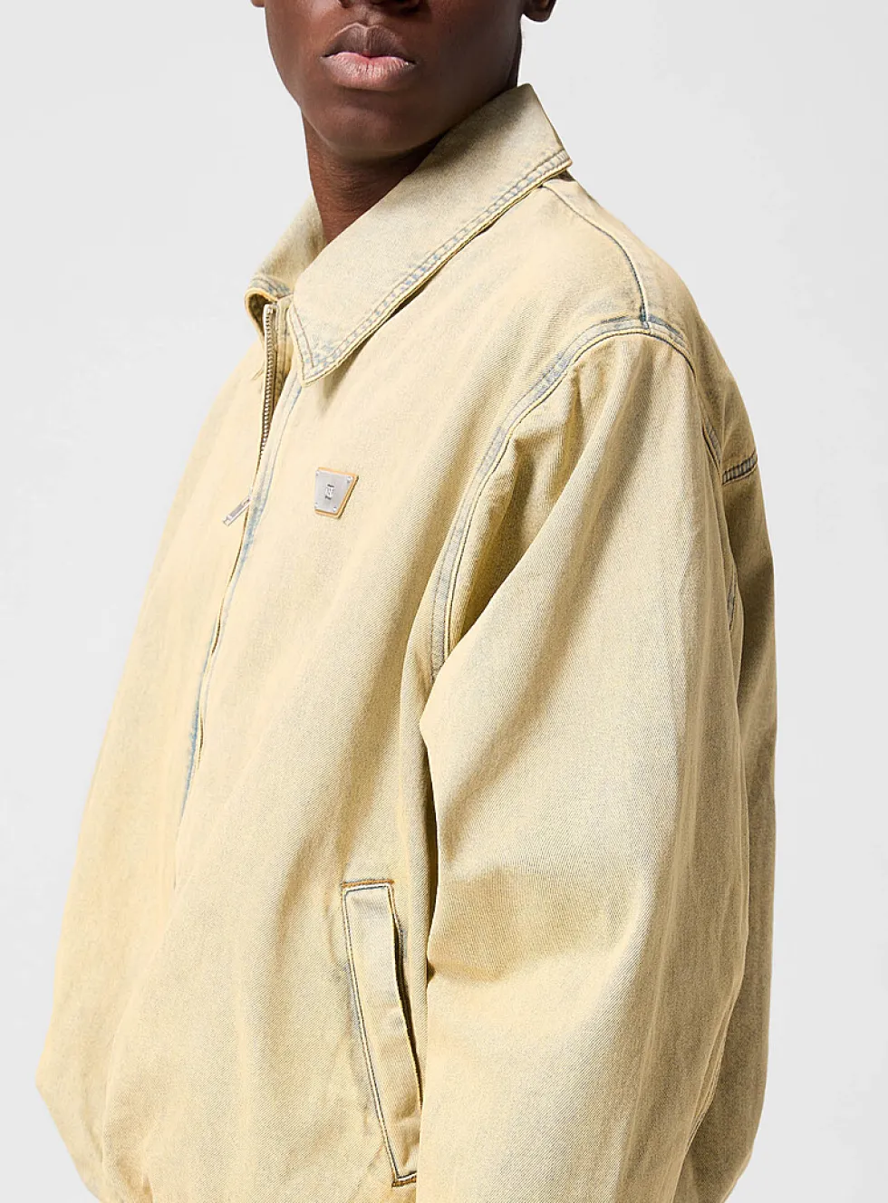 Beige washed denim jacket