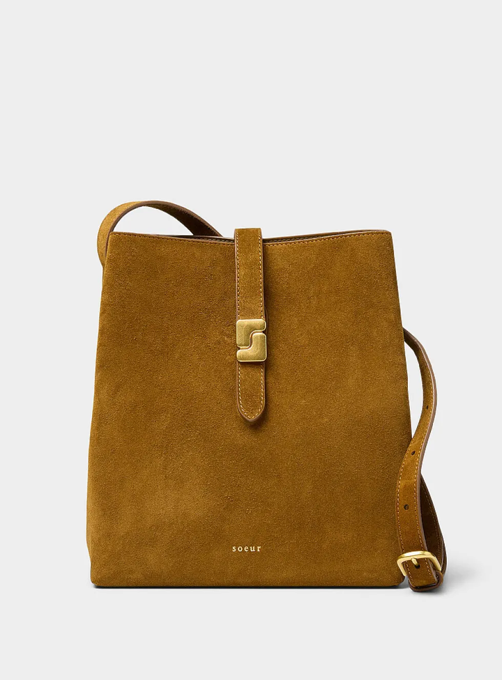 Bello minimalist square suede bag