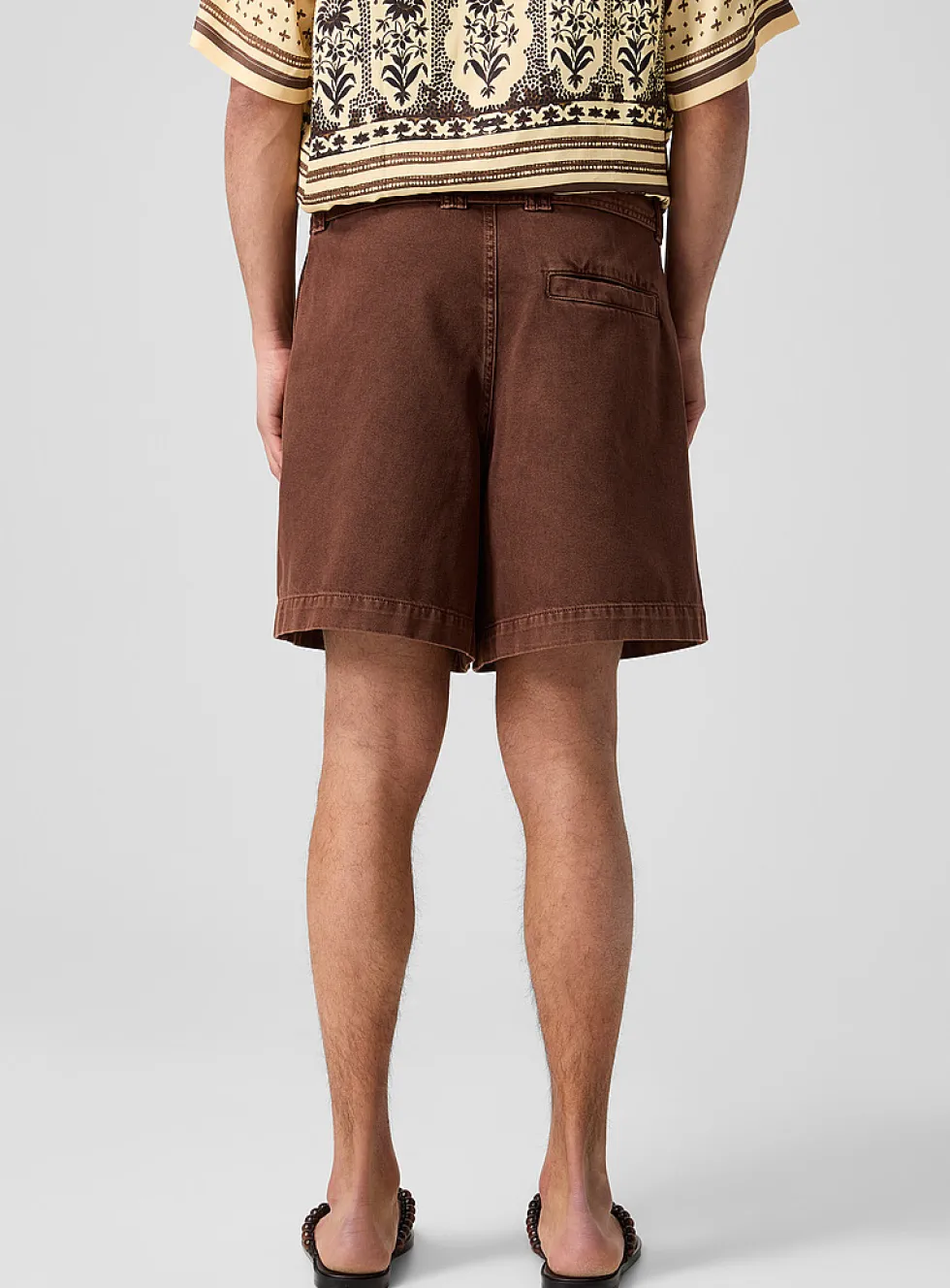 Belted brown denim short
