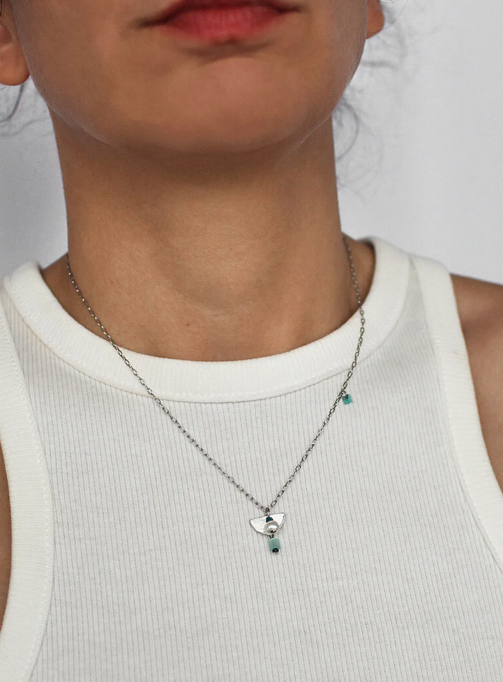 Blenio pewter and pearls necklace