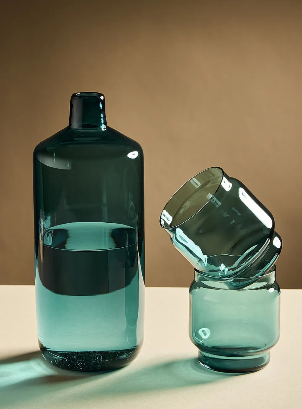 Blown-glass jug and glasses set