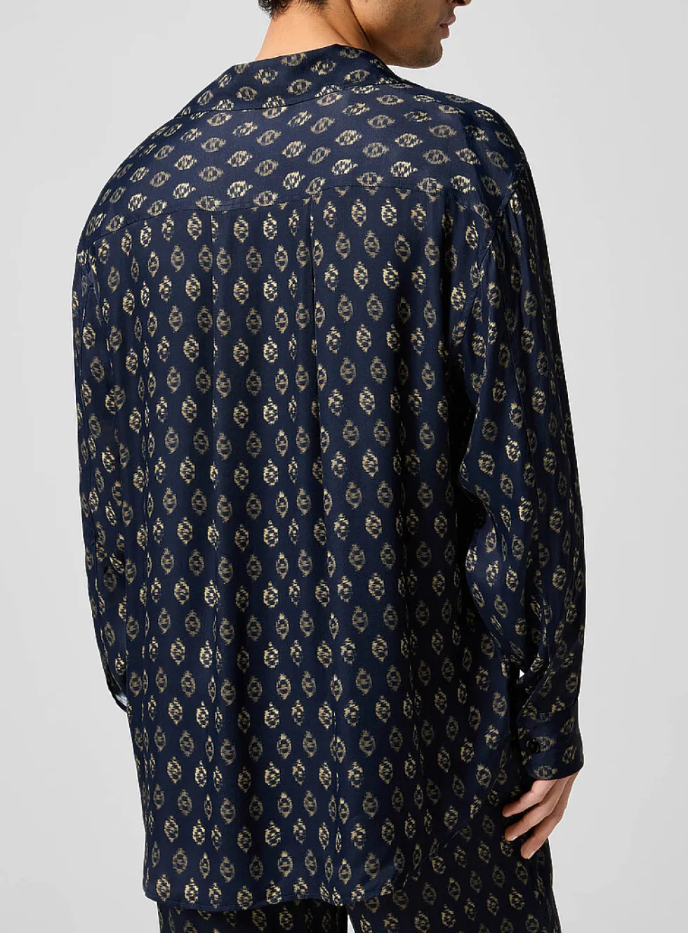 Blurry eyes satiny cabana shirt