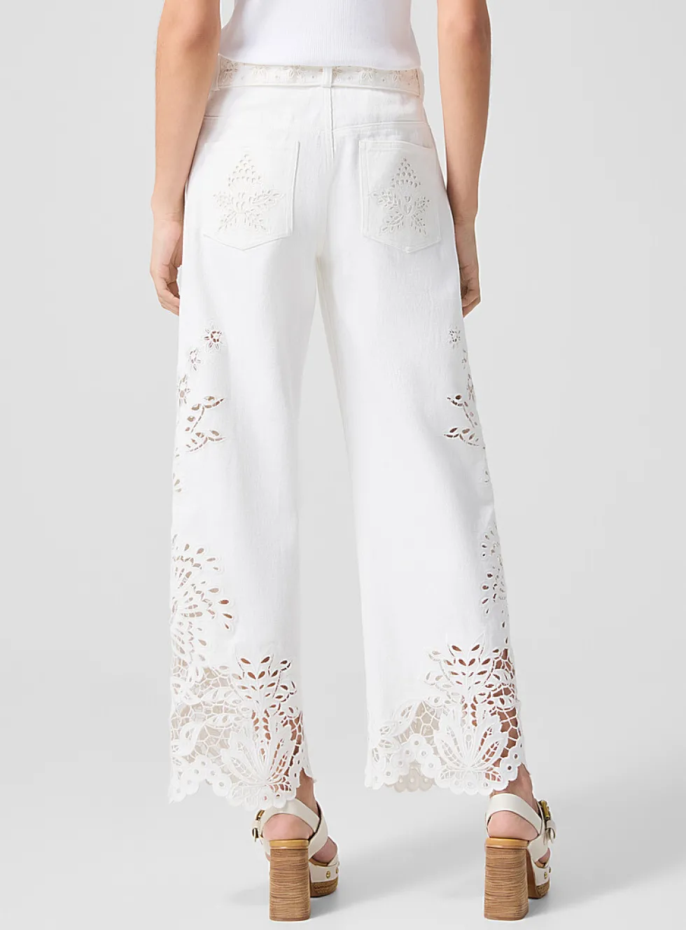 Boho Beauty wide-leg broderie anglaise pants