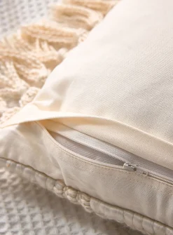 Boston fringed textured removable-cover cushion