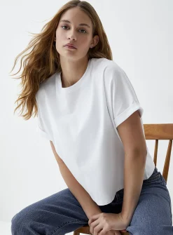 Boxy cuffed-sleeve T-shirt