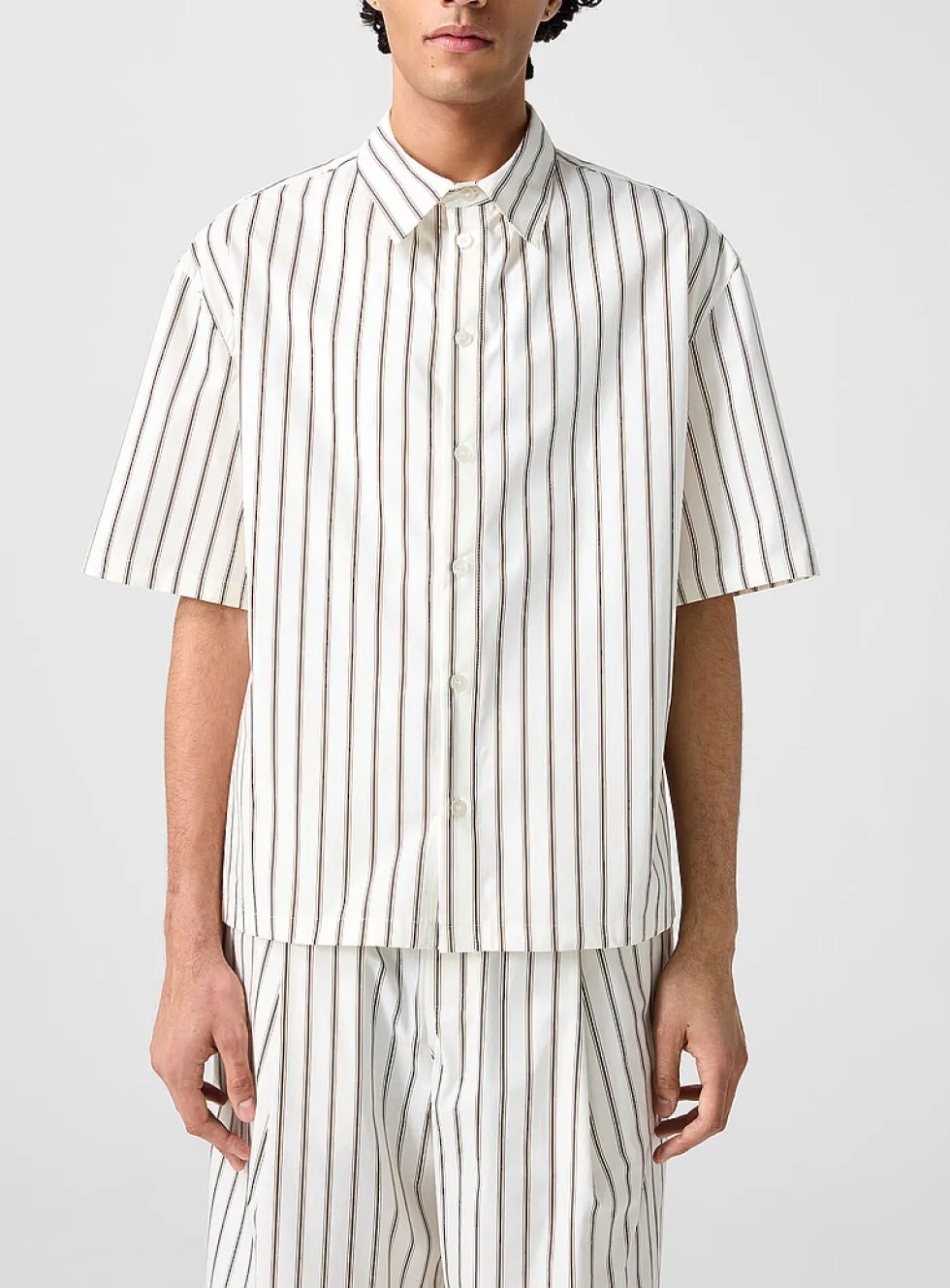 Boxy striped poplin shirt