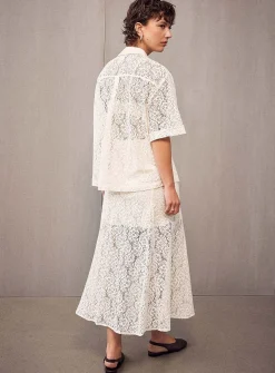 Boxy-fit lace shirt
