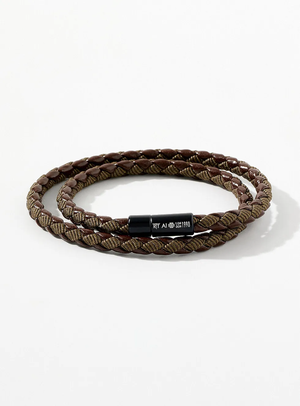 Braided leather double bracelet