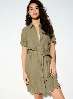 Broderie anglaise belted shirtdress