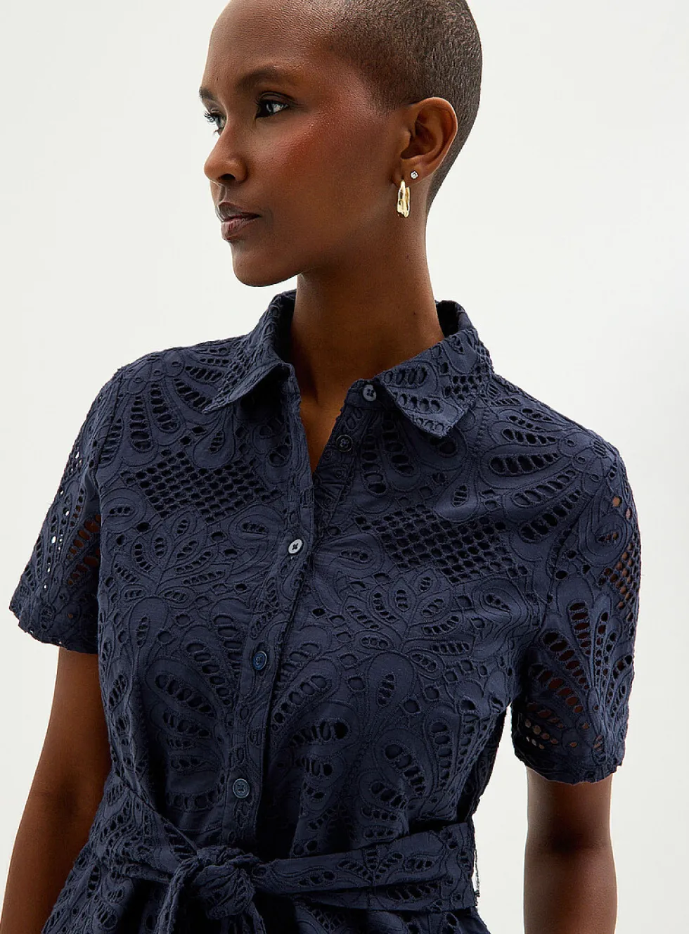 Broderie anglaise midi shirtdress