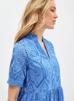 Broderie anglaise tiered minidress
