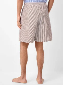 Brown striped crisp poplin pyjama short