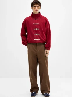 Brushed twill pleated chinos