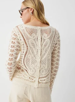 Buttoned back crocheted sweater
