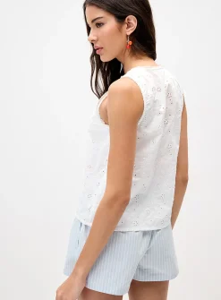 Buttoned organic cotton cami