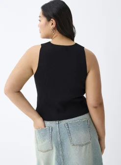 Buttoned rib-knit vest
