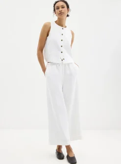 Button-front pure linen cami
