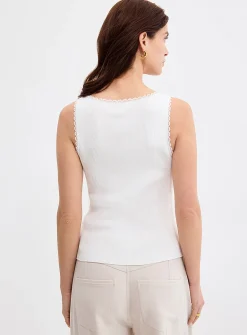 Buttons and lace ribbed cami
