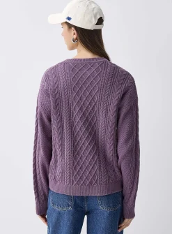Cable-knit Henley sweater