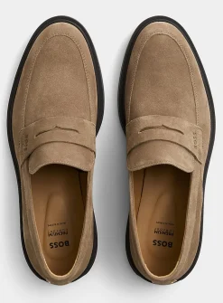 Calev sepia suede penny loafers