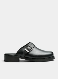 Camion black leather mule