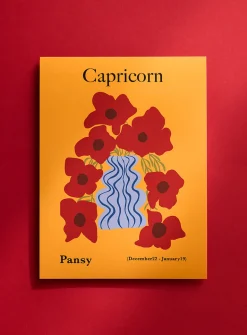 Capricorn floral zodiac poster