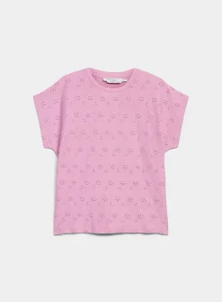 Cap-sleeve broderie anglaise organic cotton T-shirt