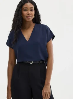 Cap-sleeve flowy blouse