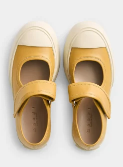 Caramel leather platform Mary Janes