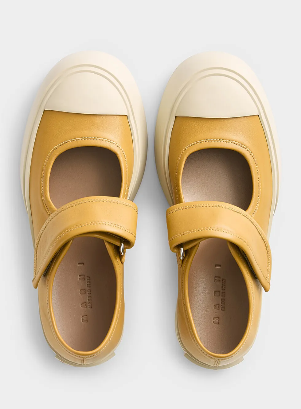 Caramel leather platform Mary Janes